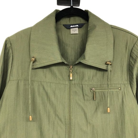 Alia Moss Green Full Zip Up Shirt or Lightweight Jacket size 10 - Picture 4 of 13
